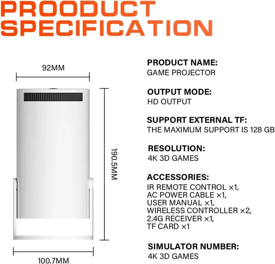 Projetor Video 2EM1 com Consola de Jogos