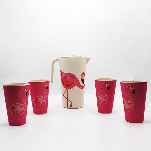 Conjunto jarro + copos Flamingos