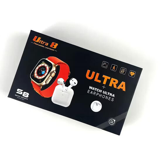 Smartwatch Ultra 8 + Auriculares Sem Fios