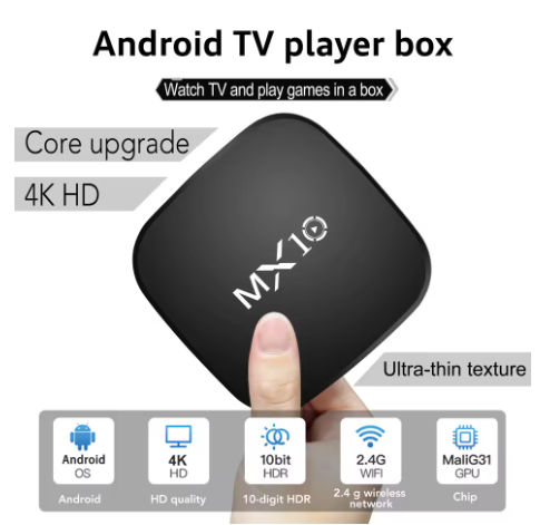 Android TV Box Mini MX10 | Smart TV 4K com Wi-Fi 2,4 GHz