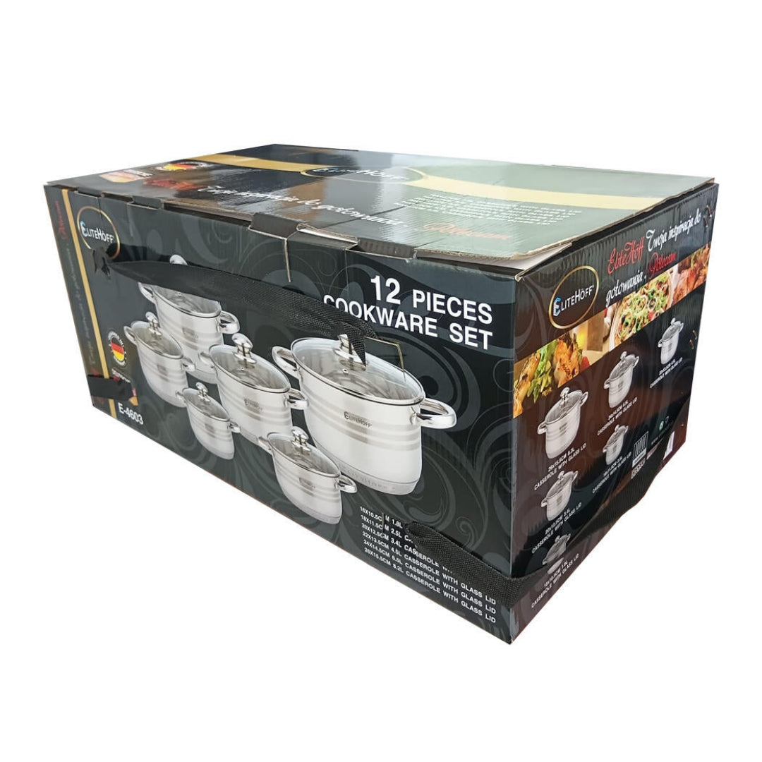 Bateria de Cozinha Premium 12 Peças em Aço Inoxidável Mod.1
