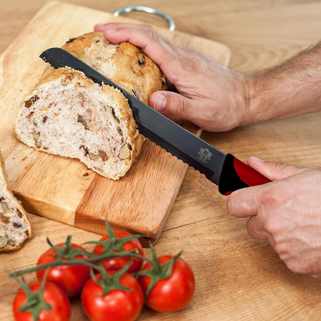 Conjunto de Facas de Cozinha Profissionais 6 Peças em Aço Inoxidável – Vermelho