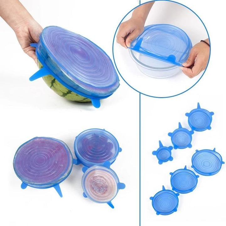 Conjunto de 6 Tampas de Silicone para Recipientes