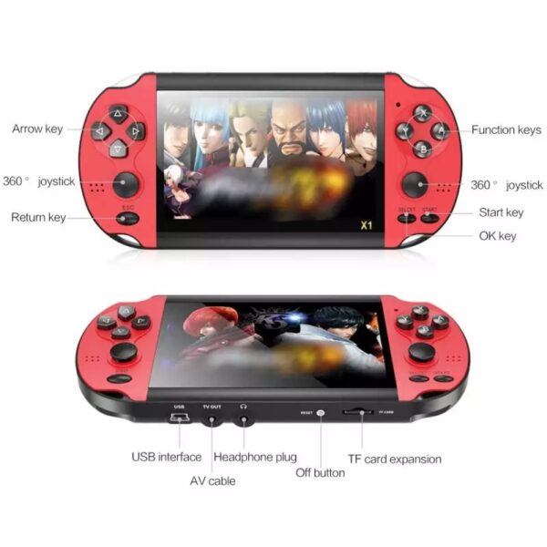 Consola portátil X7 Plus 8GB + 500 jogos