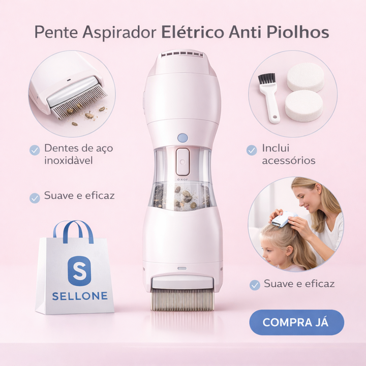 Pente Aspirador Elétrico Anti Piolhos