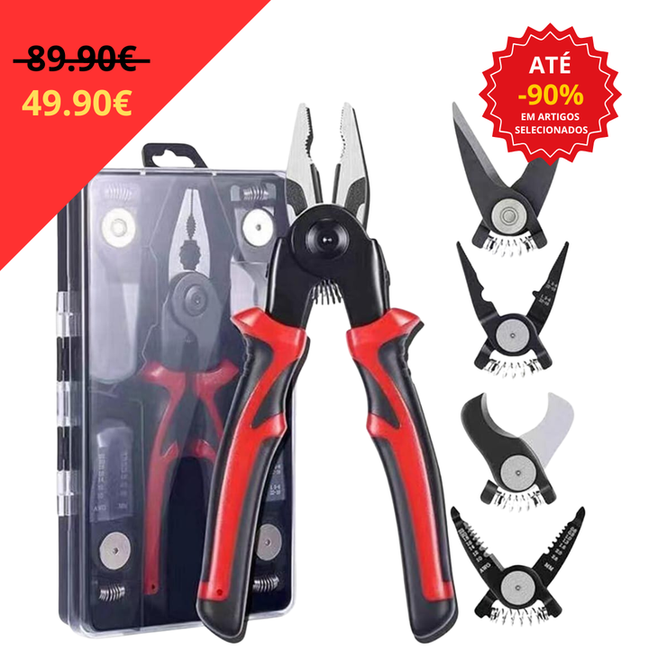 🛠️ Alicate Multifuncional Elétrico com Cabeçais Intercambiáveis – Ferramenta 5 em 1