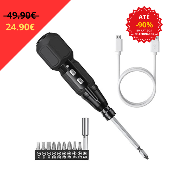 Chave de Fendas Elétrica sem Fio Recarregável