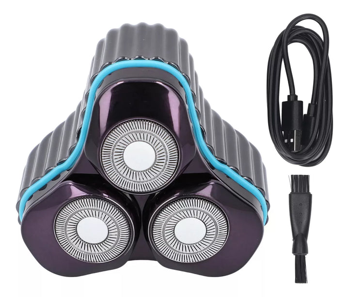 Aparador de Barba Rotativo 3D com 3 Cabeças Flutuantes