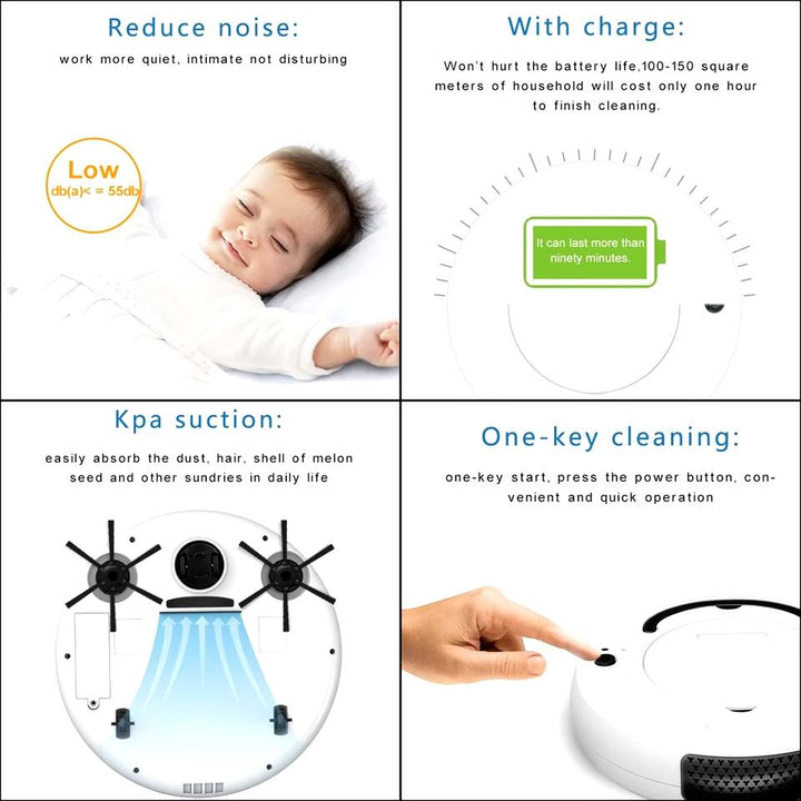 Aspirador Robot Inteligente 3 em 1 – Varrer, Aspirar e Esfregar com 3.500PA de Sucção Potente