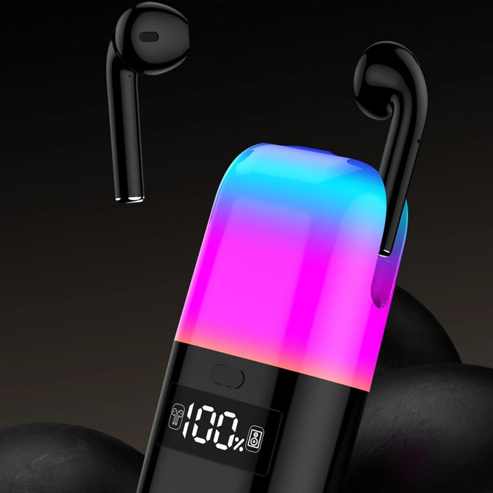Auriculares Bluetooth TWS com Caixa de Som e Luz LED