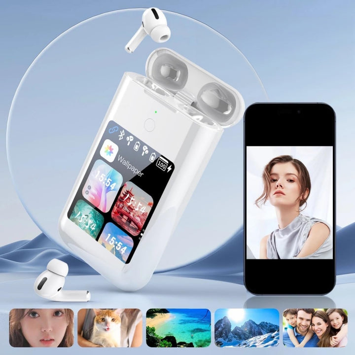 Auriculares Bluetooth com Ecrã Touch e Caixa Powerbank