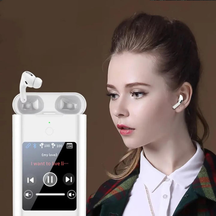 Auriculares Bluetooth com Ecrã Touch e Caixa Powerbank