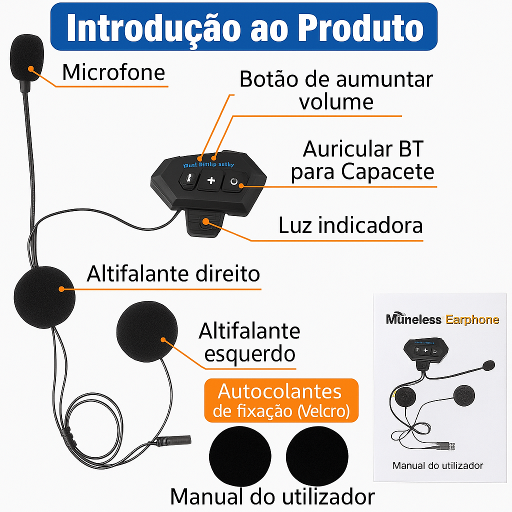 Intercomunicador BT12 para Capacete de Moto