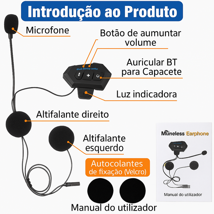 Intercomunicador BT12 para Capacete de Moto