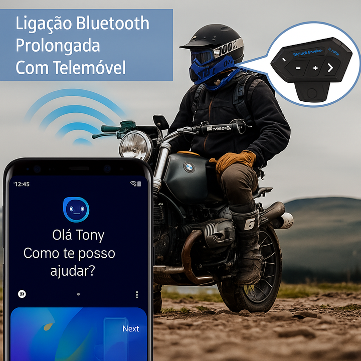 Intercomunicador BT12 para Capacete de Moto