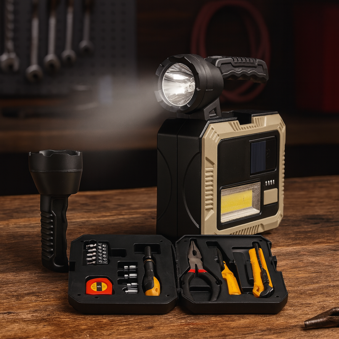 Luz Solar Multifuncional COB LED com Kit de Ferramentas