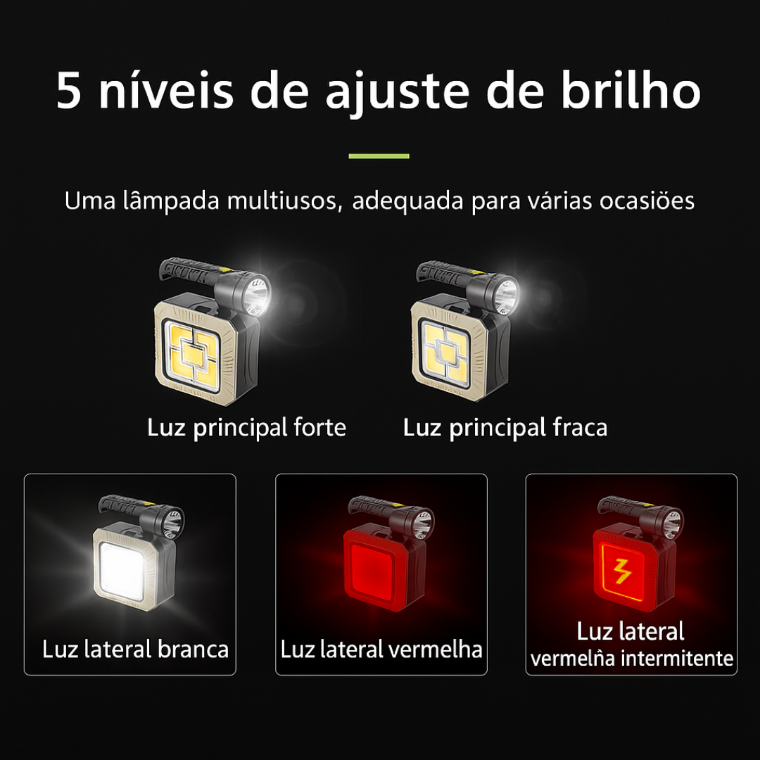 Luz Solar Multifuncional COB LED com Kit de Ferramentas