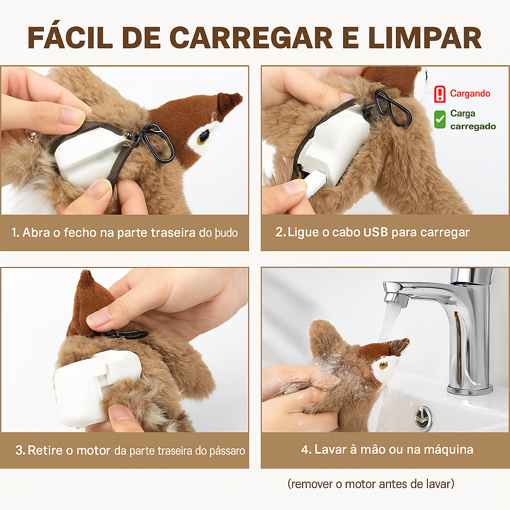 Brinquedo Interativo Pássaro Voador para Gatos