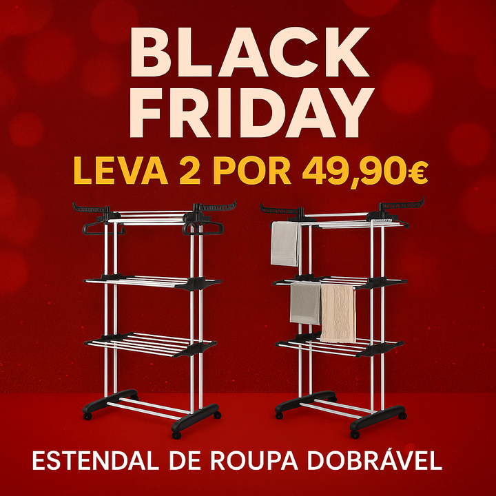 PACK2 - Estendal de Roupa Dobrável de 3 Níveis com Asas Laterais