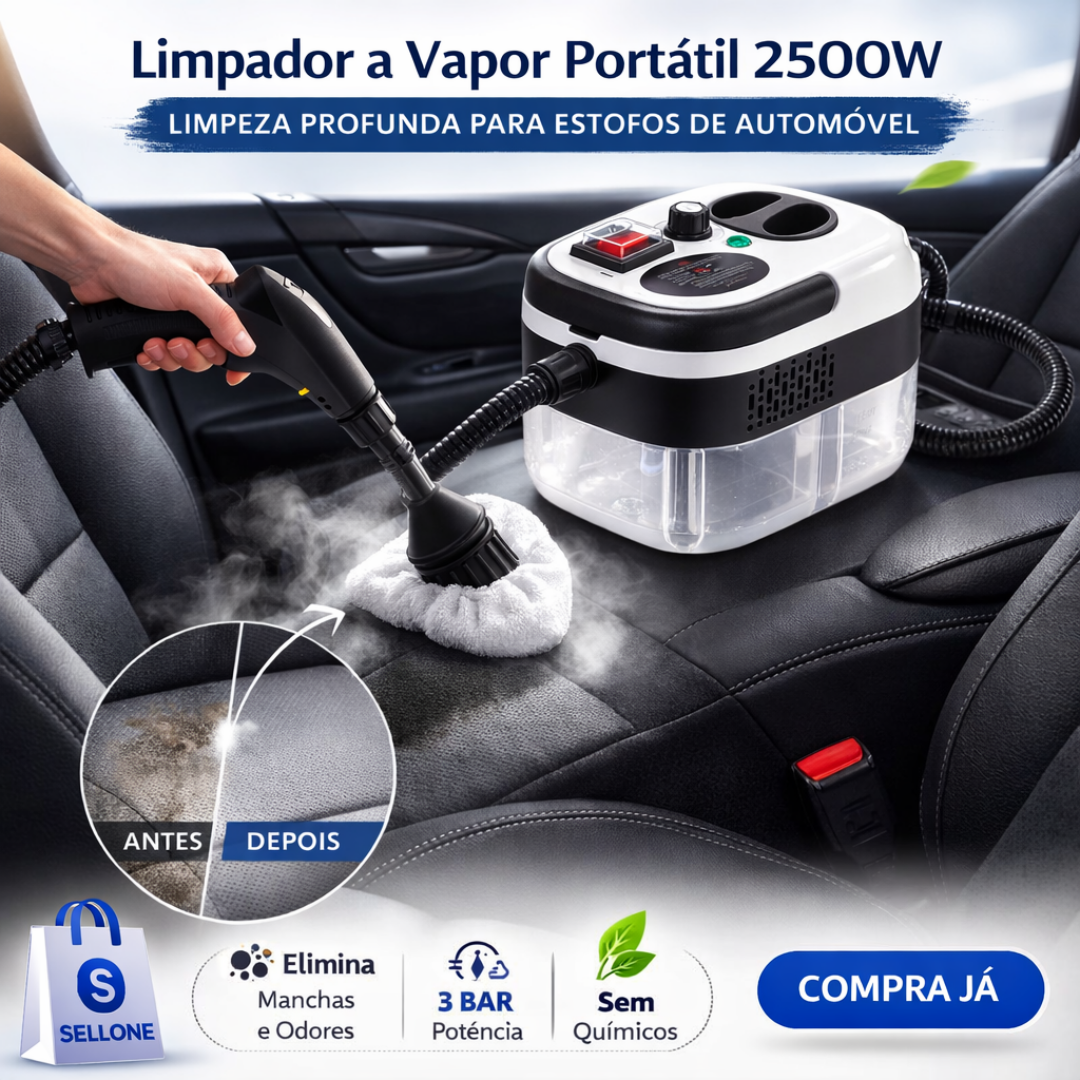 Limpador a Vapor Portátil 2500W – Potência Profissional sem Químicos