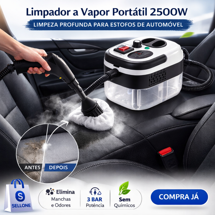 Limpador a Vapor Portátil 2500W – Potência Profissional sem Químicos