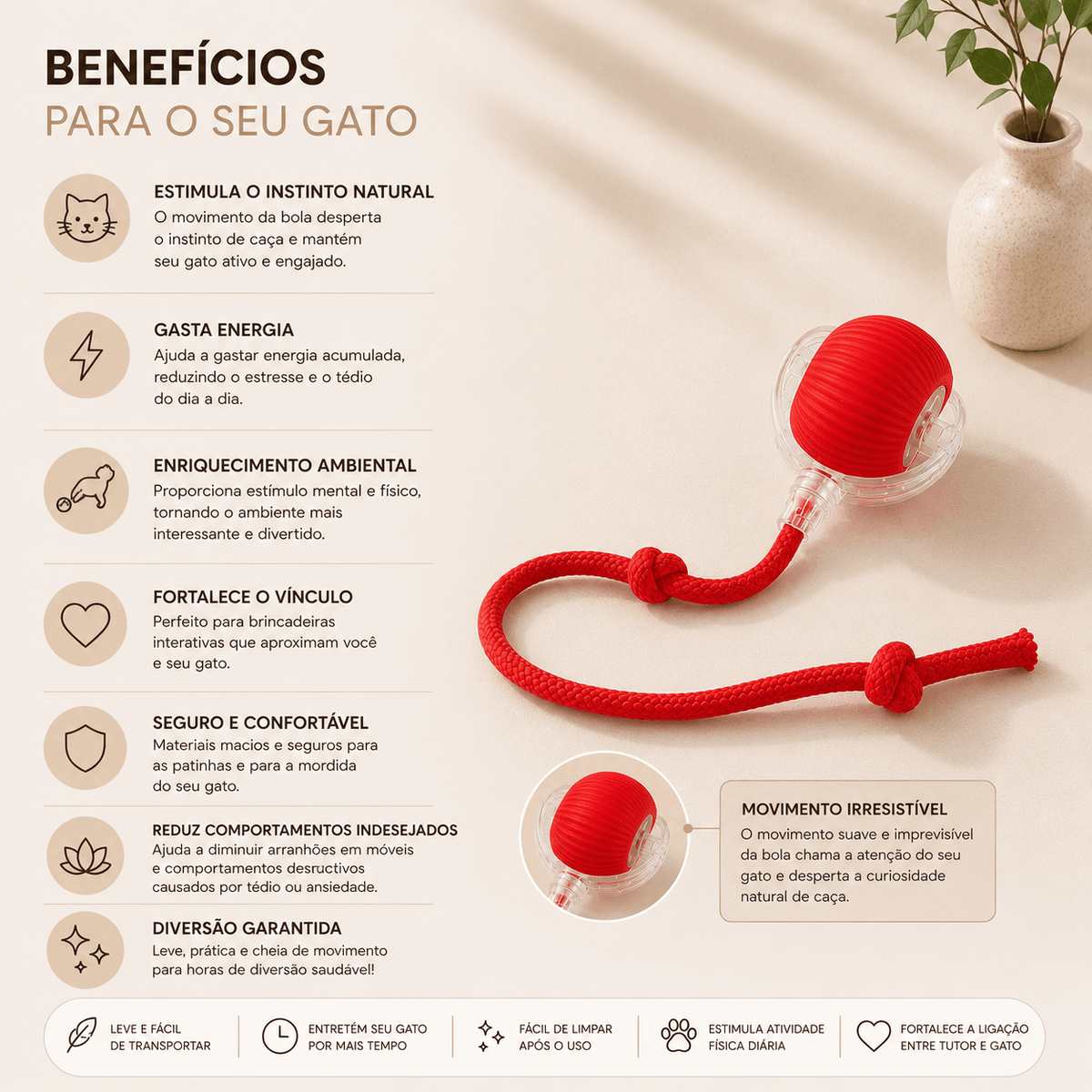Bola de Caça Eletrónica para Gatos