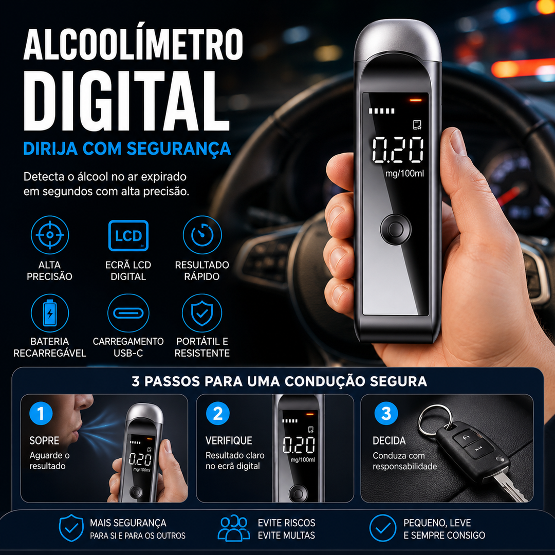 Alcoolímetro Digital Profissional
