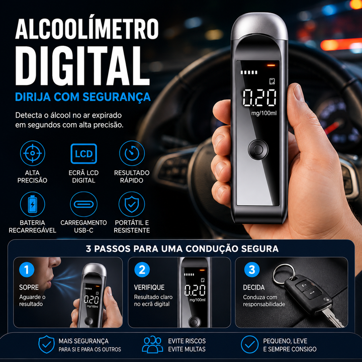 Alcoolímetro Digital Profissional
