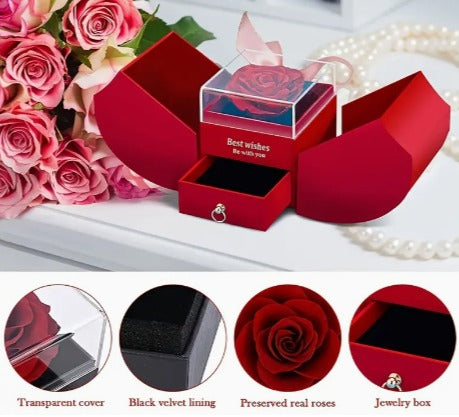 Colar Elo Eterno + Caixa Presente Rosa Preservada