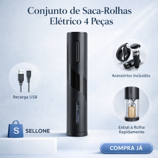 Conjunto de Saca-Rolhas Elétrico 4 Peças