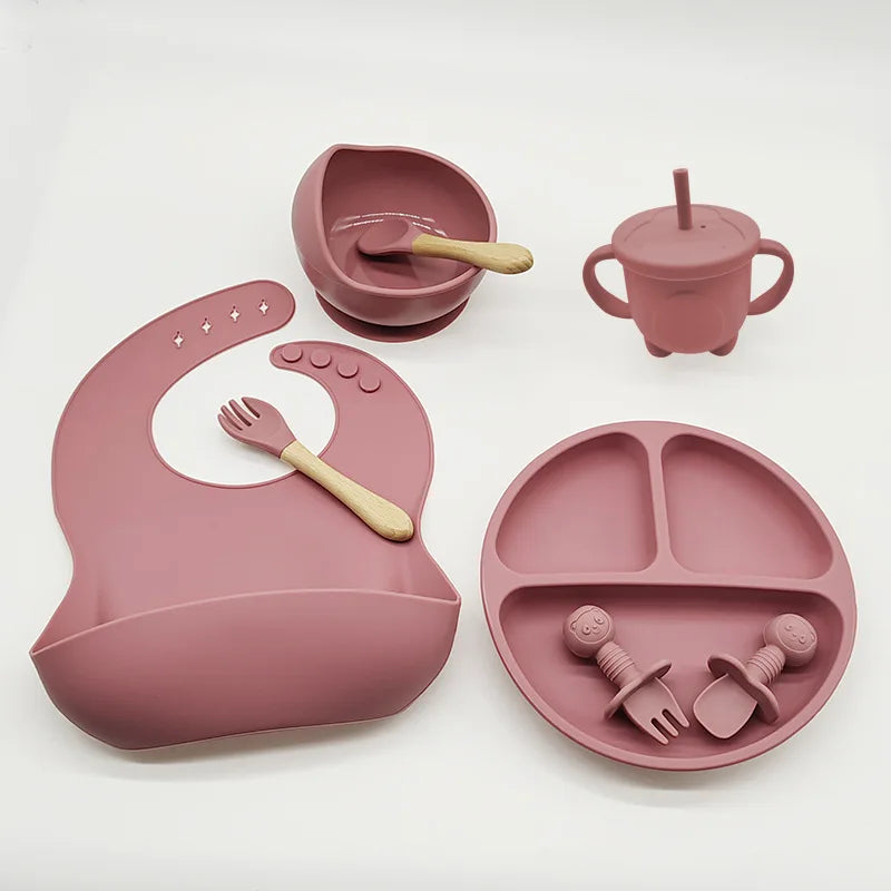 Conjunto de Talheres de Silicone para Bebês, Crianças
