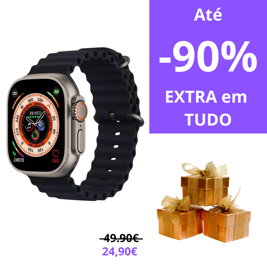 Smartwatch Ultra Pro com 2 Braceletes (Preto + Azul)