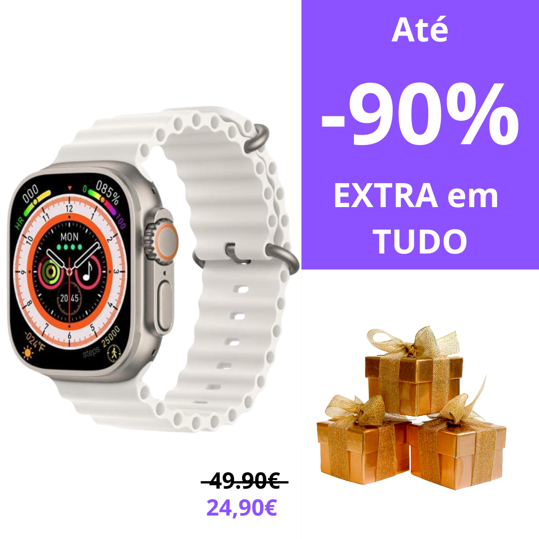 Smartwatch Ultra Pro com 2 Braceletes (Preto + Branco)