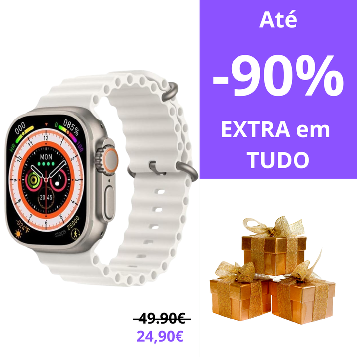 Smartwatch Ultra Pro com 2 Braceletes (Preto + Branco)