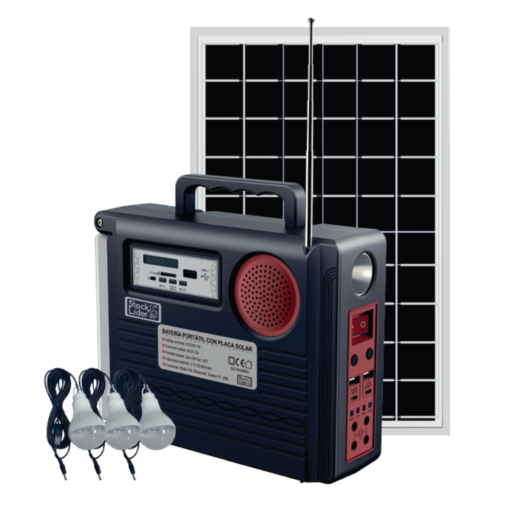 Bateria Portátil com Placa Solar 3 em 1