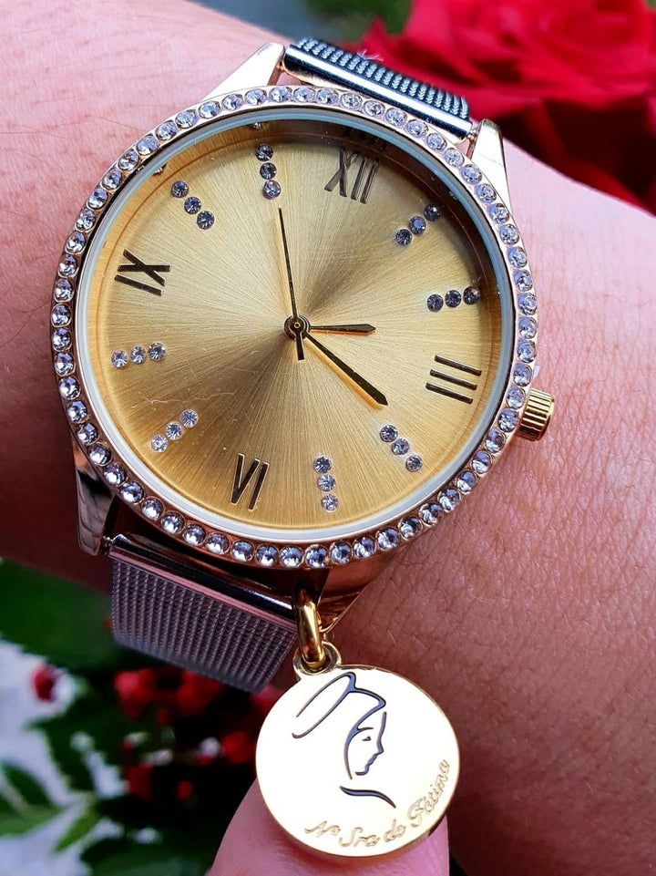 Relógio Fé + Oferta da medalhinha Nossa Senhora de Fátima