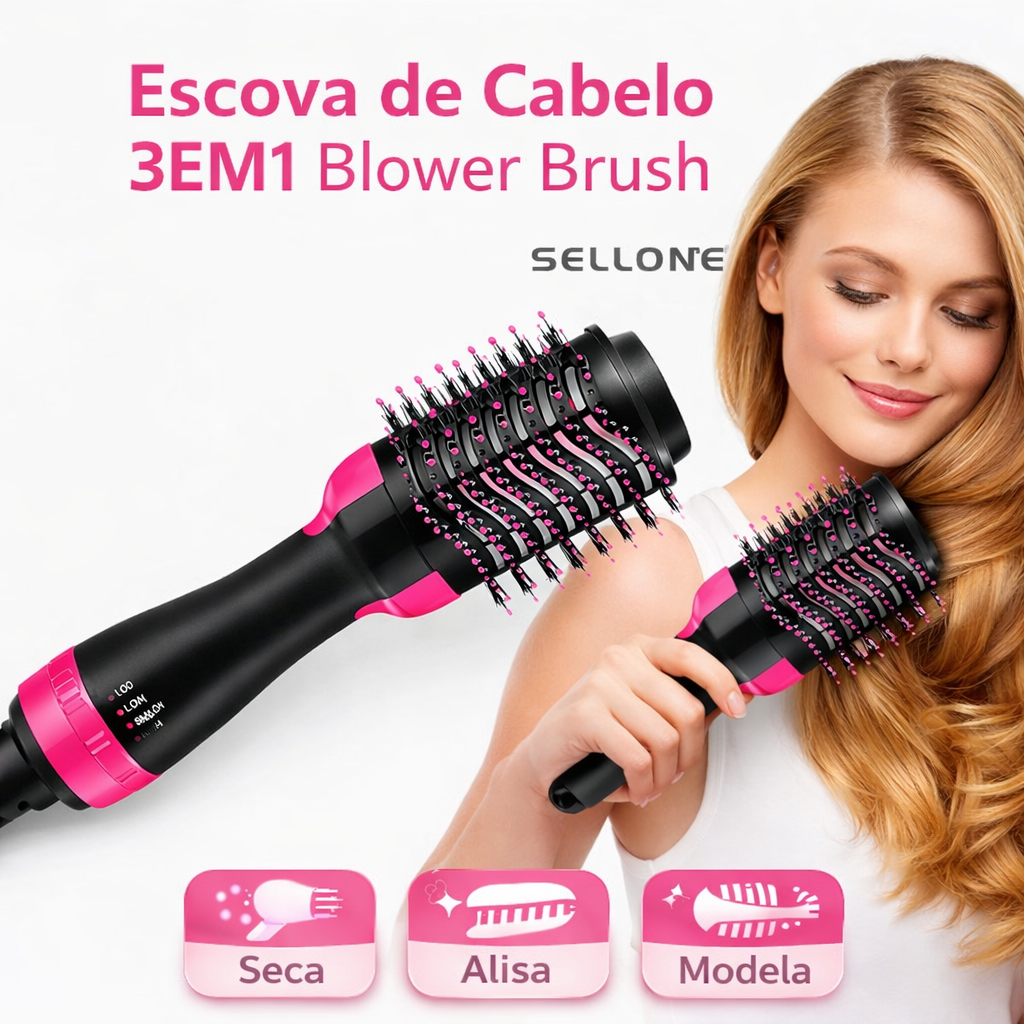 Escova de Cabelo 3em1 Blower Brush
