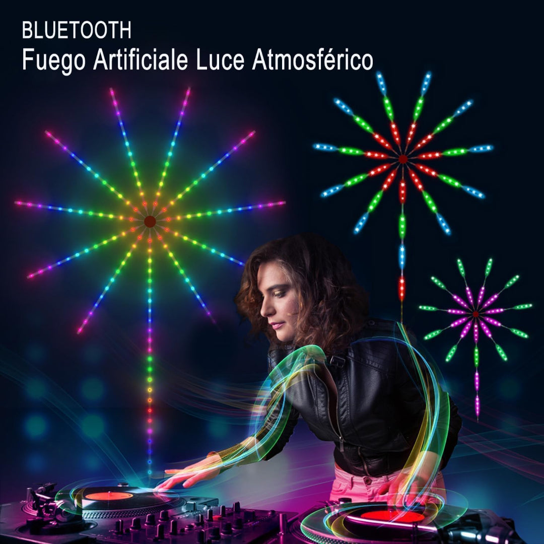 Faixa LED RGB Efeito Fogo Artificial – Luz Inteligente com Controlo por App e Comando