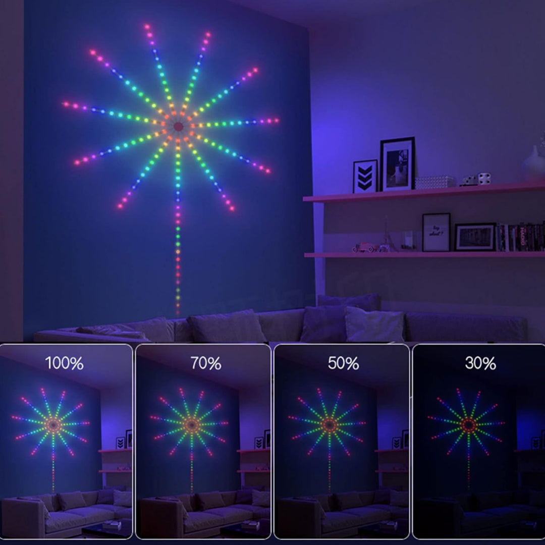 Faixa LED RGB Efeito Fogo Artificial – Luz Inteligente com Controlo por App e Comando