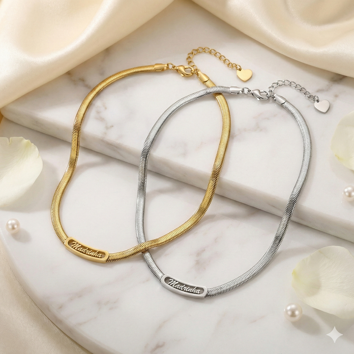 Colar em Malha de Aço com dedicatória Madrinha