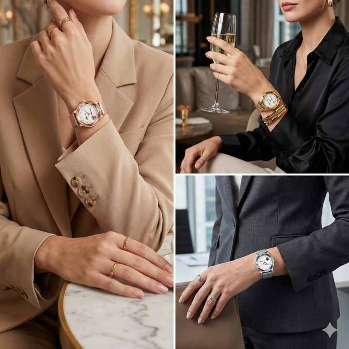 Relógio Adoro-te Madrinha Anjinho em Aço