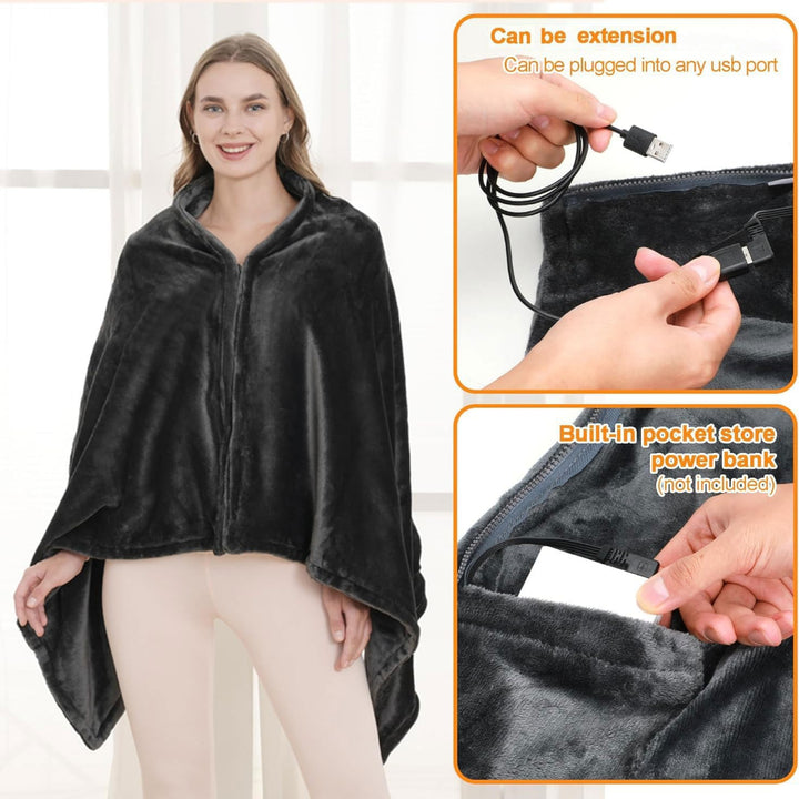 Manta Elétrica USB – 3 Níveis de Temperatura, Portátil e Ideal para Casa, Carro ou Campismo