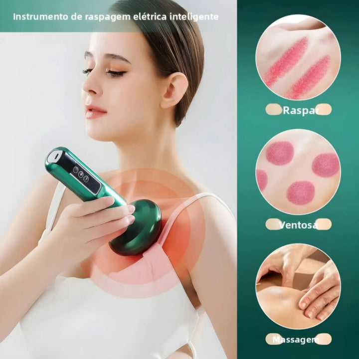 Massajador Inteligente de Pressão Negativa com Aquecimento – Inclui 2 Óleos de Massagem de Gengibre