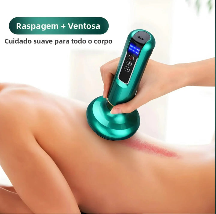 Massajador Inteligente de Pressão Negativa com Aquecimento – Inclui 2 Óleos de Massagem de Gengibre