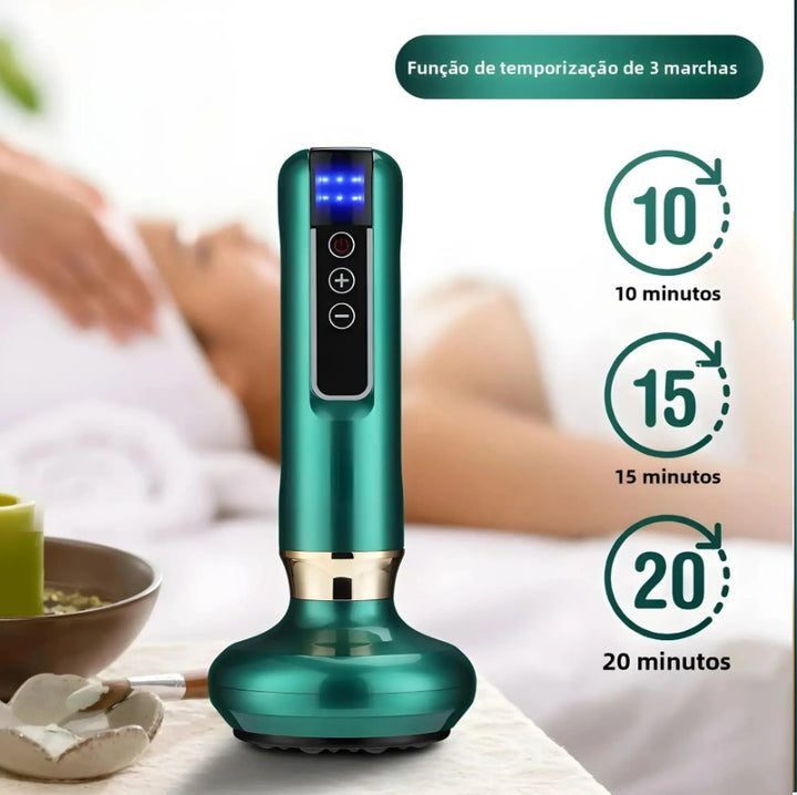 Massajador Inteligente de Pressão Negativa com Aquecimento – Inclui 2 Óleos de Massagem de Gengibre