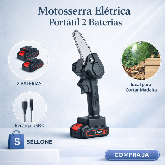 Motosserra Elétrica Portátil - 2 Baterias