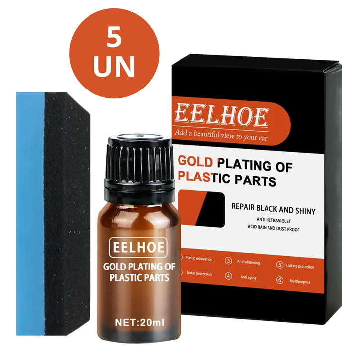 5 x Kit Renovador de Plástico 20ML + Esponja – Restaurador de Painéis e Interiores de Carro