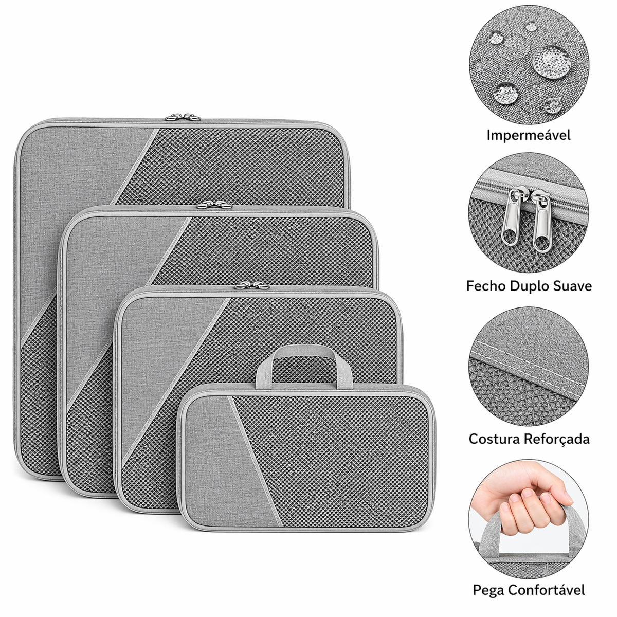 Pack de 5 Bolsas Organizadoras de Compressão para Mala
