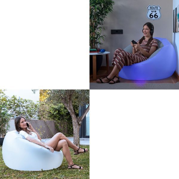 Poltrona Insuflável com LED Multicolor e Controlo Remoto Chight