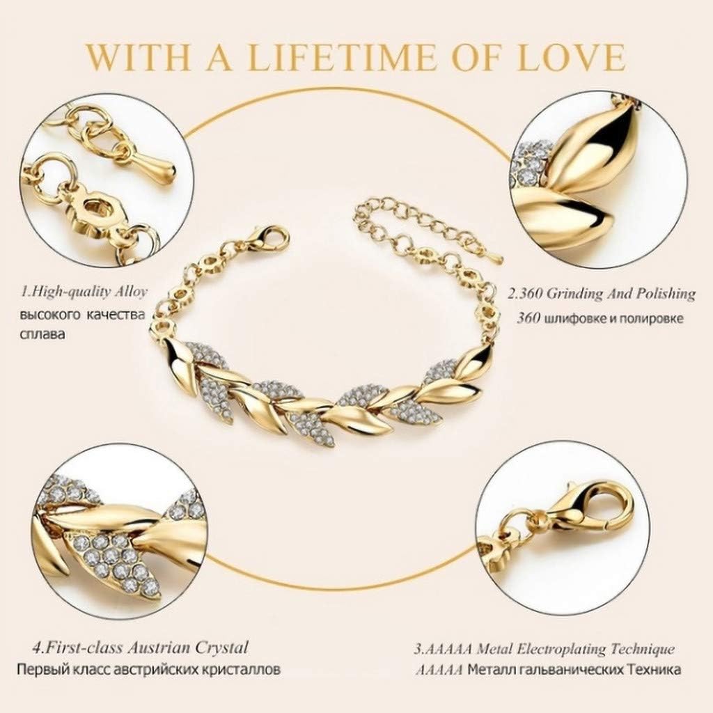 Pulseira de Folha Cristal Luxo